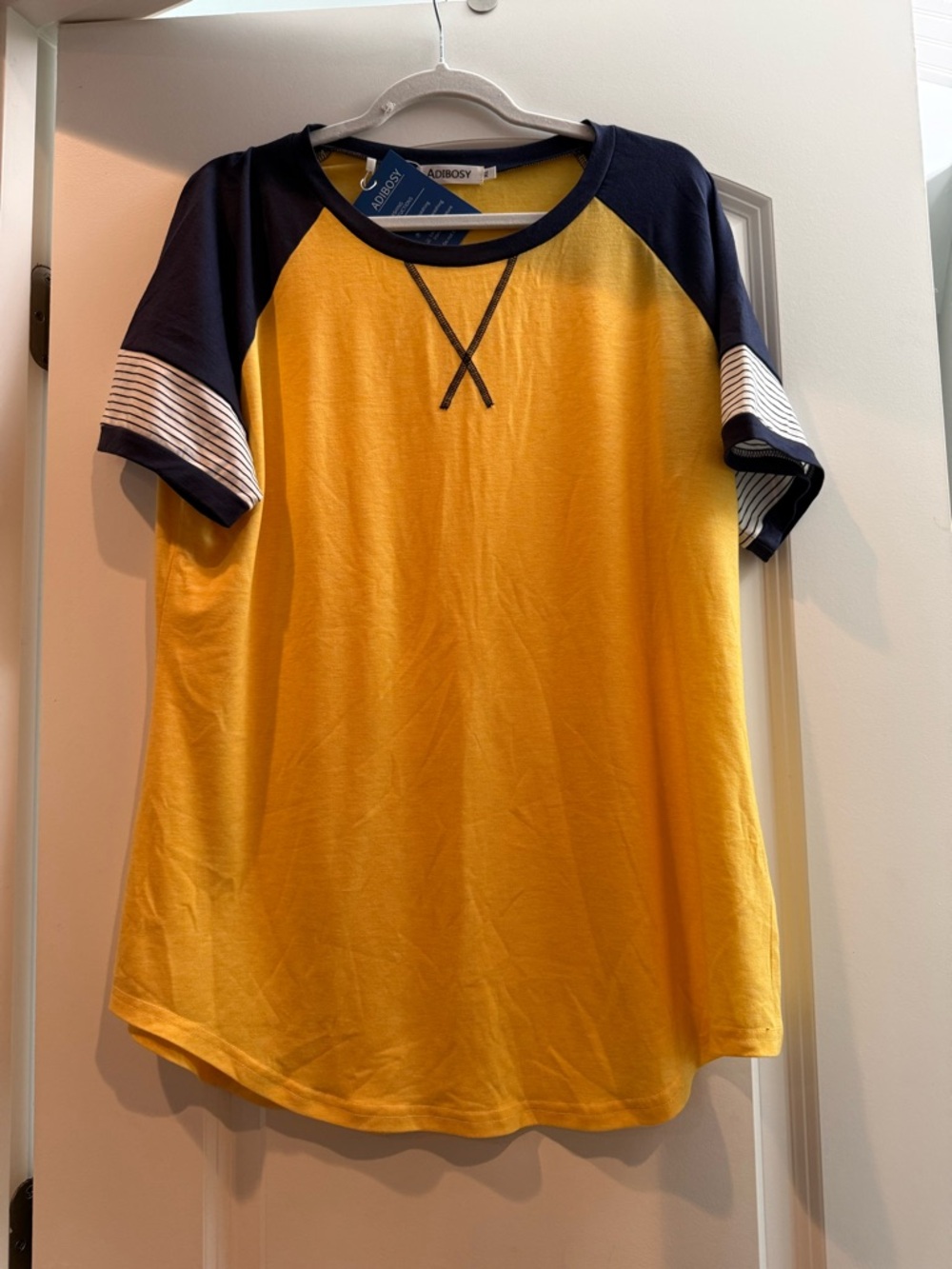 Adibosy Yellow and Navy Short Sleeve Tee